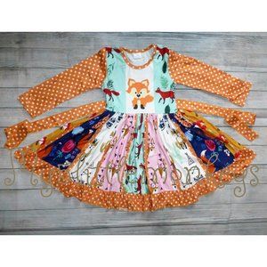 Boutique Fox Long Sleeve Girls Twirl Dress